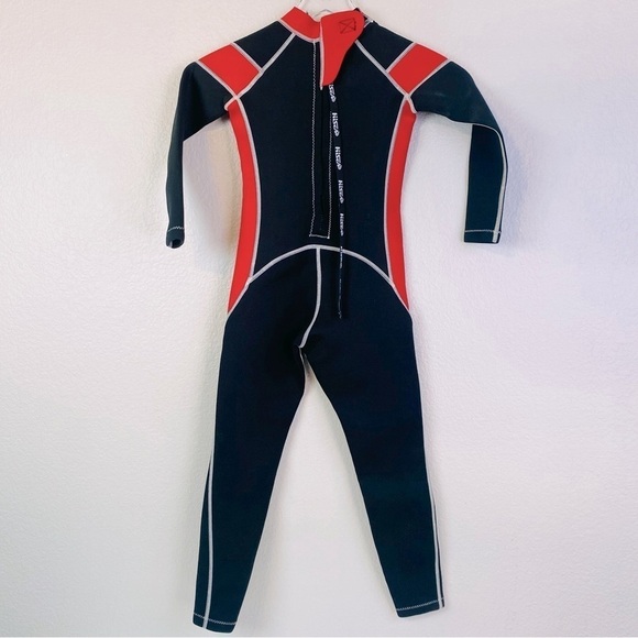 Hisea Black W/ Red Trim Scuba Donkey Neoprene Unisex Wetsuit Size 8 - Picture 2 of 5